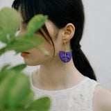 DIY Leather Kits - Party Girl Fluttering Purple Flowers Style Earring