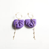 DIY Leather Kits - Party Girl Fluttering Purple Flowers Style Earring