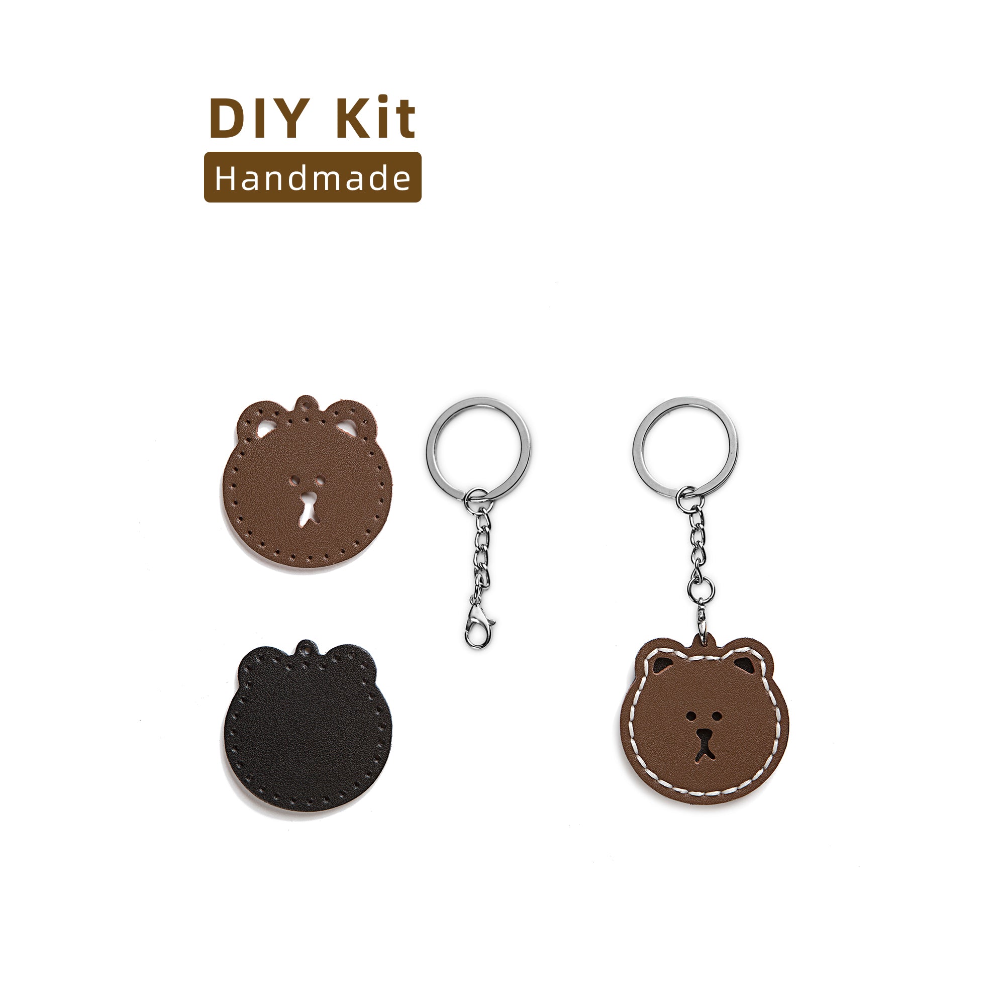 DIY Leather Keychain Kit Brown Bear
