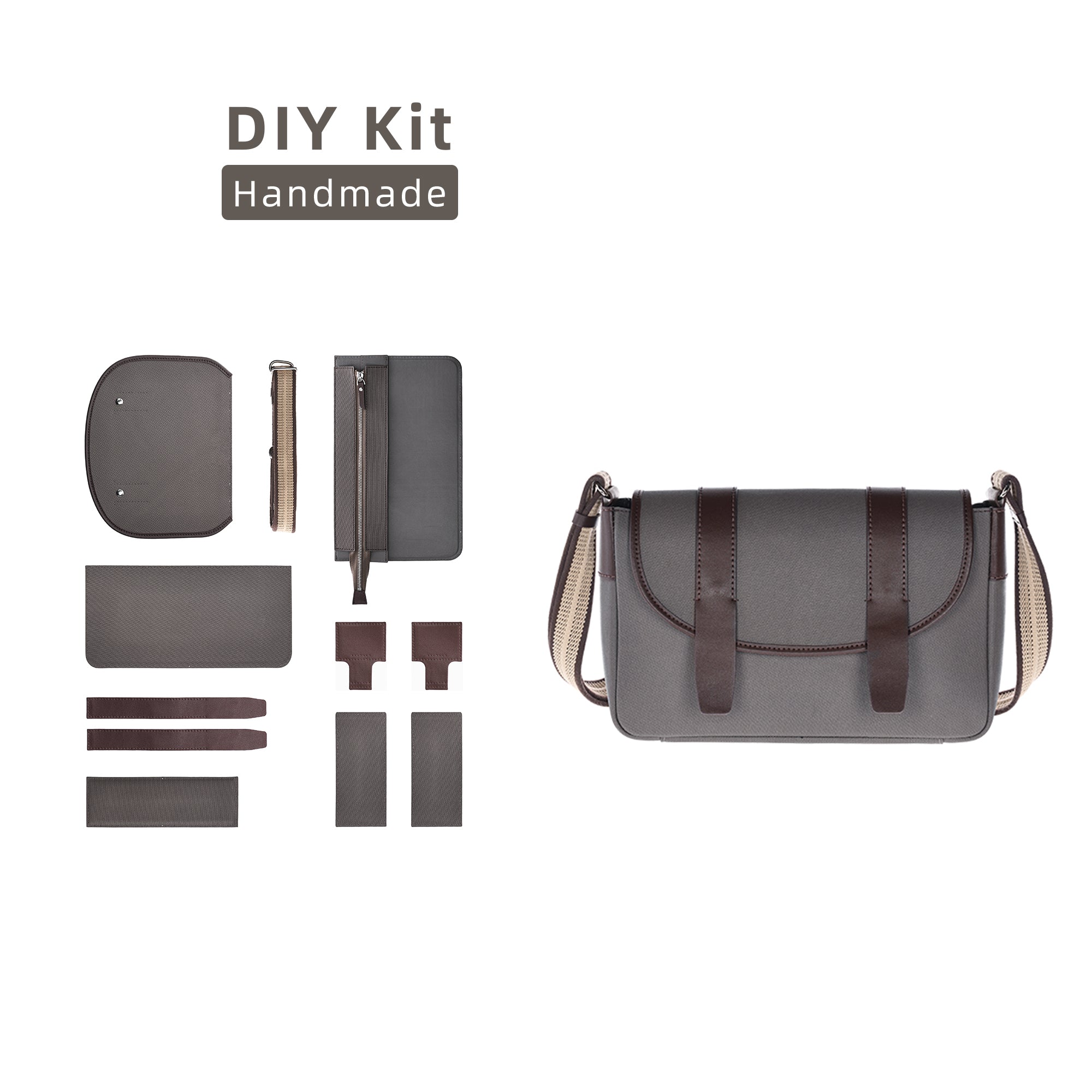 DIY Men's Messenger Bag Kit-Coffee Grey