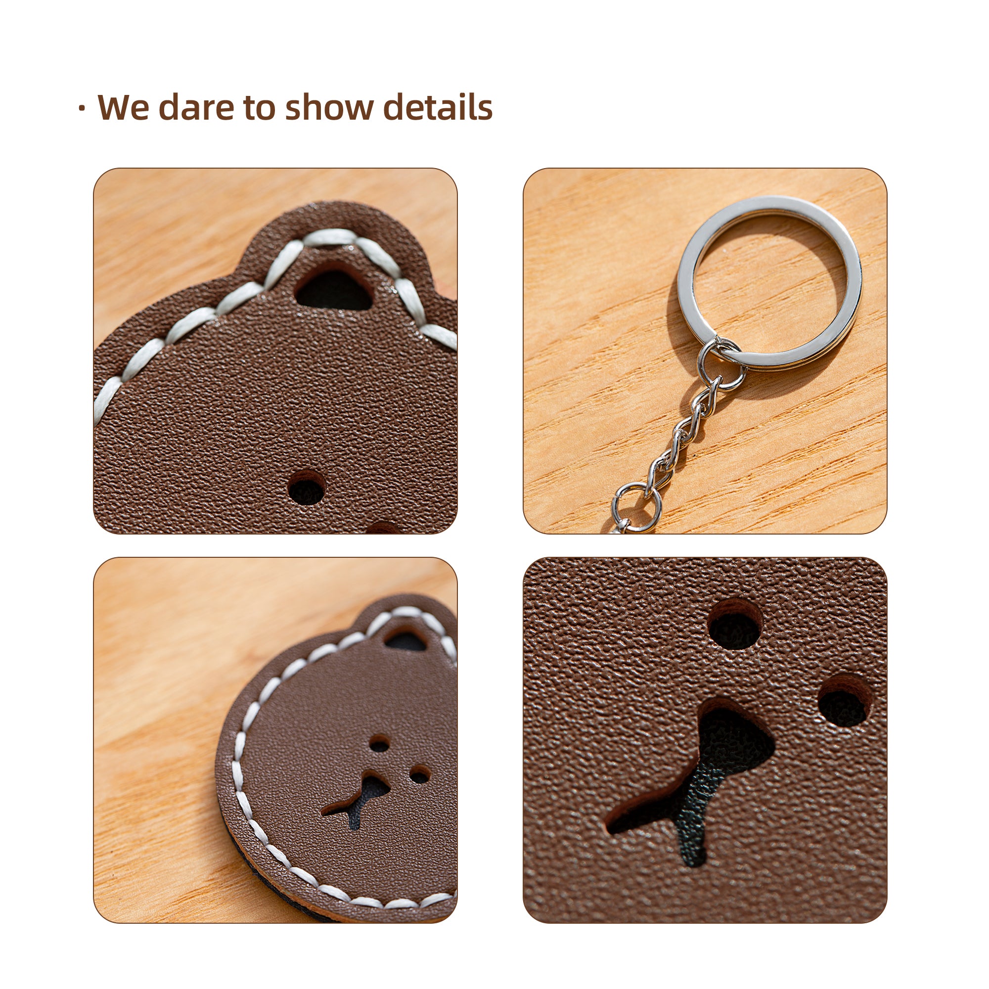DIY Leather Keychain Kit Brown Bear