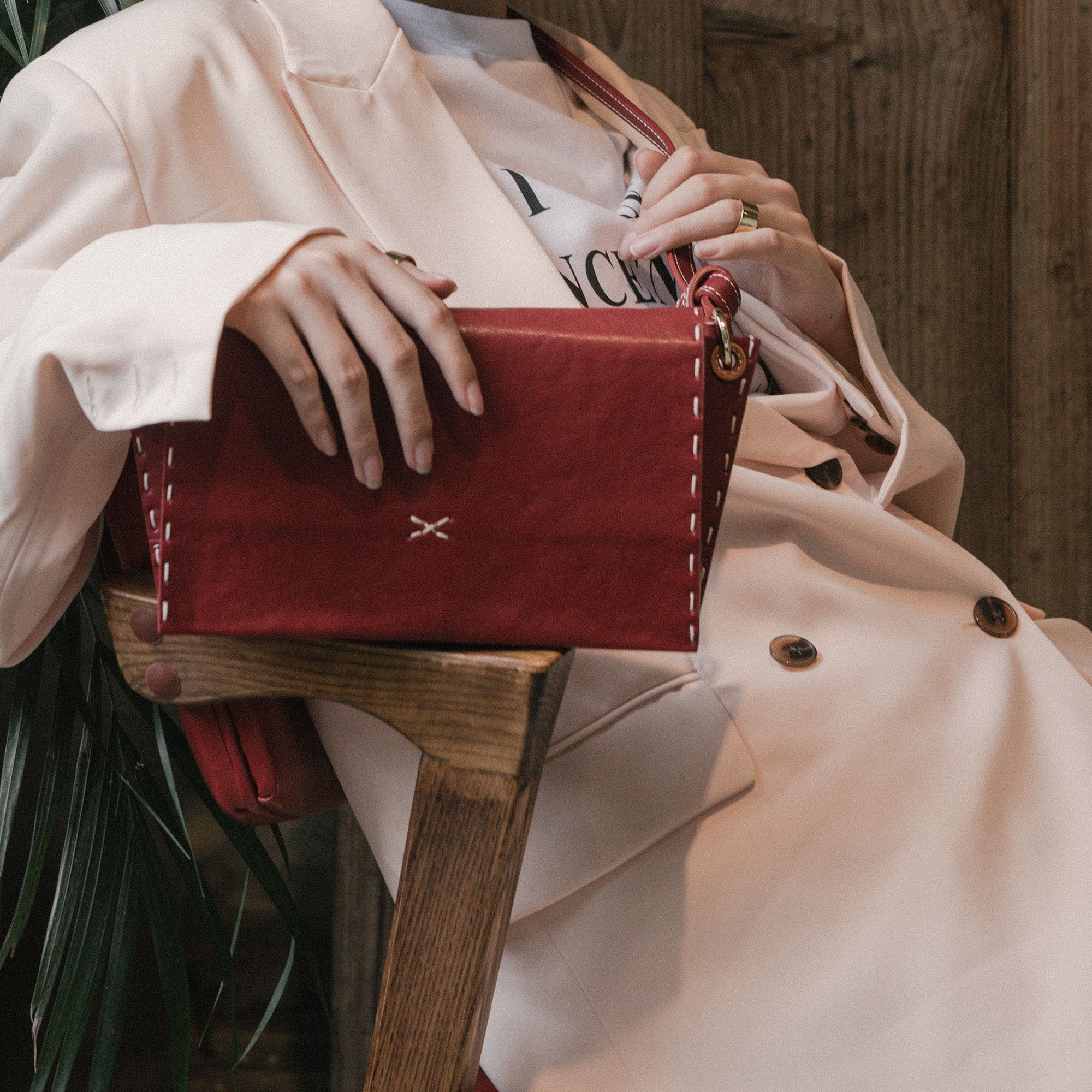 DIY Bag Kits - Original Design Niche Retro Red Crossbody One-shoulder Square Bag