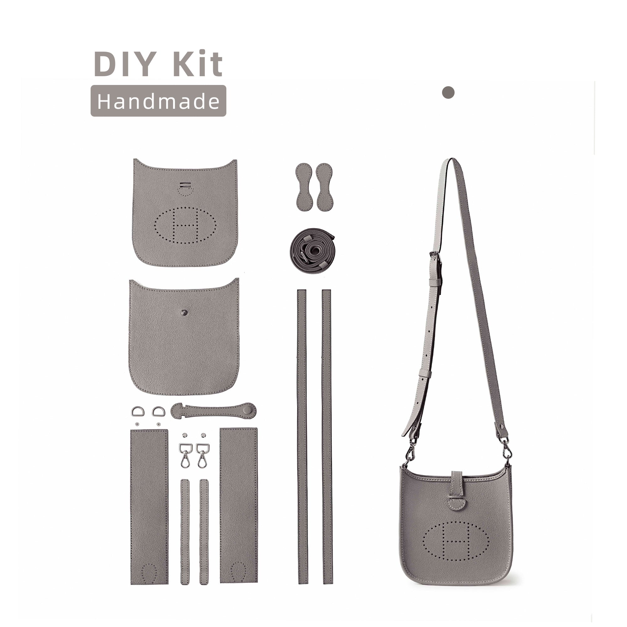 Evelyne Bag DIY Bag Making Kit | Mini Leather Crossbody Bag Gray